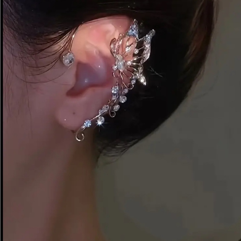 Elegant Butterfly Ear Cuff in Silver